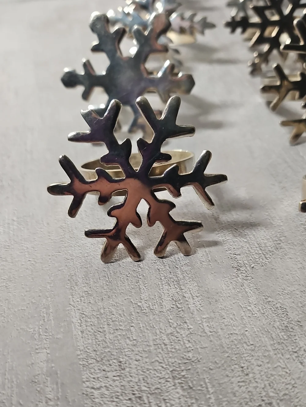 Silver Plated Snowflake Napkin Rings - Set of 8